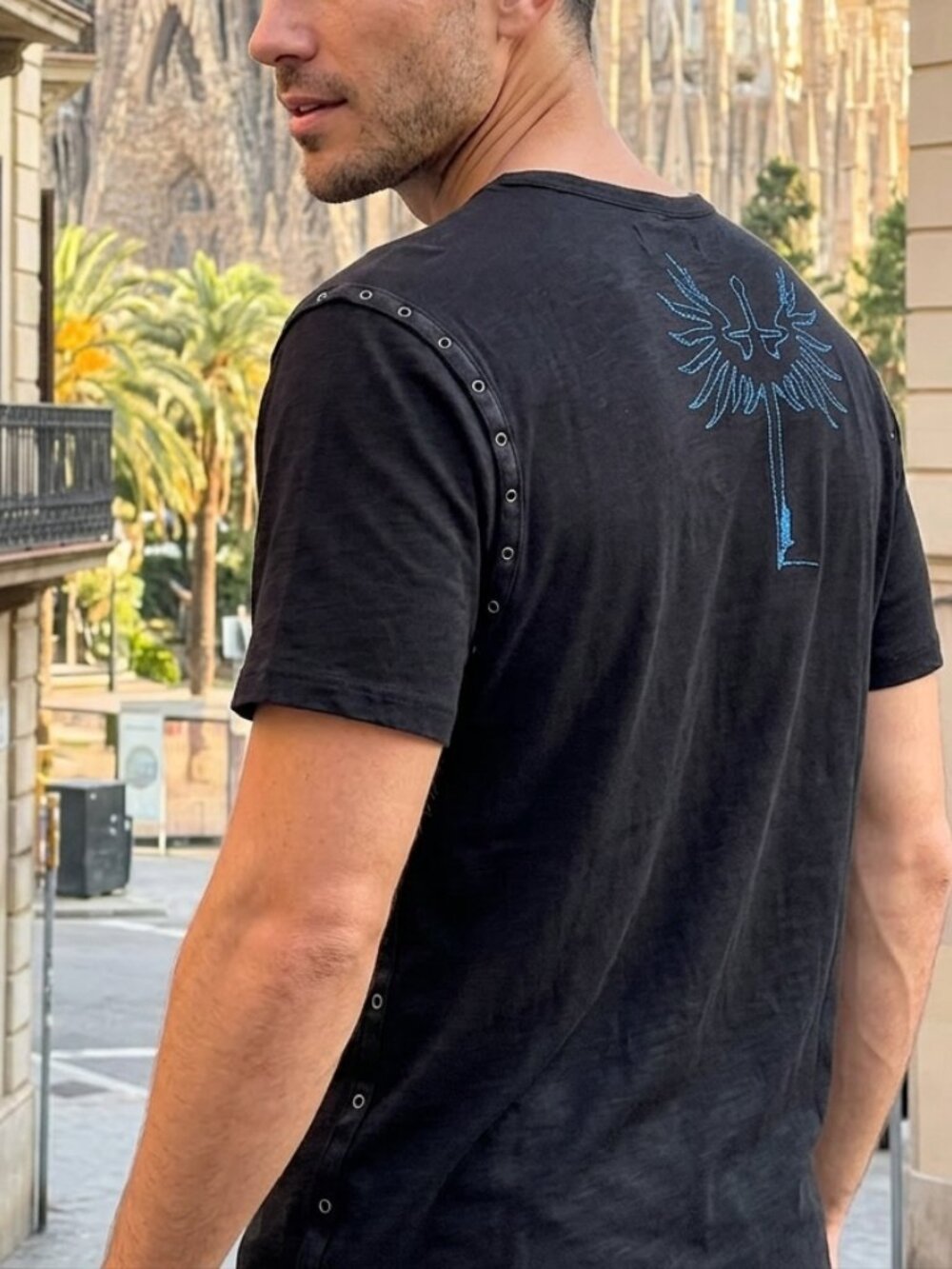 G by Guess Sword Wing Graphic Tee with Lace-Up Sides Shirt